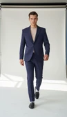 Erkek Lacivert Tek Düğme Slim Fit Takım Elbise - Şık Ofis ve Davet Kombini thumbnail 1