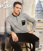 Pijamoni Erkek %100 Pamuk Penye Mevsimlik Uzun Kollu Pijama Takımı 6840 - 6