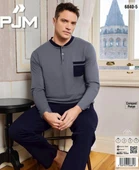 Pijamoni Erkek %100 Pamuk Penye Mevsimlik Uzun Kollu Pijama Takımı 6840 - 3