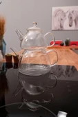Borosilikat Cam Çaydanlık Seti - Demlik – Isıya Dayanıklı, Süzgeçli Model thumbnail 3