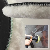 ( 3'lü Set) Koyun Postu Pedi Ø 125 mm + Cırt Taban + M14 Pasta Cila Polisaj Kuzu Postu Yünü Keçesi thumbnail 4