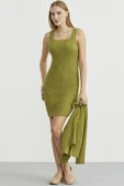 İkili Elbise Hırka Triko Takım - Yeşil - 2