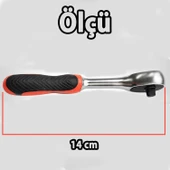 Cırcır Lokma Kolu 72 Diş 1/4 Sağlam Gövde Krom Vanadyum Aşınmaya Dayanıklı Metal Tamir Anahtarı - 3