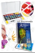 36 Renk Tablet Sulu Boya ve A5 Telli Suluboya Bloğu Kağıdı A5 210gr 20 Yaprak İnce Dokulu Taş Suluboya Plastik Kutulu thumbnail 1