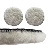 ( 3 Adet ) Koyun Postu Pedi Ø 125 mm Pasta Cila Polisaj Süngeri Cırt Tabanlı Kuzu Postu Yünü Keçesi Parlatma thumbnail 1