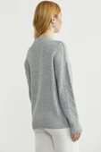 Oversize Düğmeli Triko Hırka - Açık Gri thumbnail 6