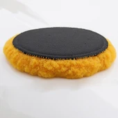 Sarı Renk (1 Adet) Orta Sert Koyun Kuzu Postu Pedi Ø 125 mm Pasta Cila Polisaj Cırt Tabanlı Yün thumbnail 1