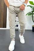Erkek Regular Fit Dar Paça Lastik Paça Eşofman Altı Bej Edw406 thumbnail 2