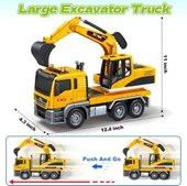 1:12 Sürtmeli Sesli Işıklı 360 Derece Dönebilen Taşıyıcı Oyuncak Ekskavatör thumbnail 3