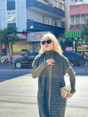 BİÇOMİ Siyah çizgi desenli elbiseli hırka triko takım haki - 2