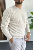 Erkek Bisiklet Yaka Normal Kalıp Kazak Krem Edw410 thumbnail 2