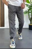 Erkek Slim Fit Beli İpli Düğmeli Pantolon Gri Edw403 thumbnail 1