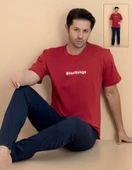 Pijamerry Erkek Bisiklet Yaka Kısa Kol Penye Pijama Takımı 6318 - 1 Adet  XL Kırmızı thumbnail 1