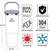 Igloo Powder Termos 900ml-MAVİ-BEYAZ thumbnail 10