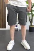 Erkek Beli Lastikli Cepli Şort Antrasit Edw388 thumbnail 2
