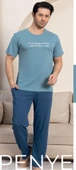 Pijamerry Erkek Bisiklet Yaka Kısa Kol Penye Pijama Takımı 5832 - 1 Adet  2XL Açık Mavi thumbnail 3