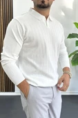 Erkek Açık Yaka Normal Kalıp Kazak Beyaz  Edw412 thumbnail 2