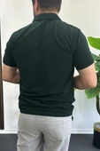 Erkek Yakası ve Kolu Nakış Detaylı Polo Yaka Fermuarlı Tişört Yeşil Edw392 thumbnail 3