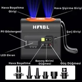 HABL Şarjlı Dijital Şişirme Pompası (Çadır/Paddle Board/Şişme Yatak vb) 22 Psi 1.5 Bar thumbnail 2