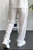 Erkek Beli Lastikli Modal Kumaş Rahat Kesim Pantolon Beyaz Edw396 thumbnail 3
