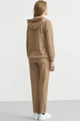 Oversize Kapüşonlu Fermuarlı Eşofman Takım - Kamel thumbnail 6