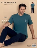 Pijamerry Erkek Bisiklet Yaka Kısa Kol Penye Pijama Takımı 6382 - 1 Adet  Yeşil 2XL thumbnail 2
