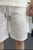 Erkek Beli Lastikli Cepli Şort Beyaz Edw388 thumbnail 4