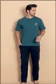 Pijamerry Erkek Bisiklet Yaka Kısa Kol Penye Pijama Takımı 6382 - 1 Adet  XL Yeşil thumbnail 3