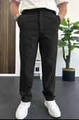 Erkek Normal Kesim Keten Pantolon Siyah Edw386 thumbnail 1