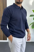Erkek Açık Yaka Normal Kalıp Kazak Lacivert Edw412 thumbnail 2
