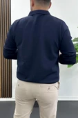 Erkek Yarım Fermuarlı Düz Desen Polo Yaka Kazak Lacivert Edw424 thumbnail 3