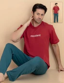 Pijamerry Erkek Bisiklet Yaka Kısa Kol Penye Pijama Takımı 6321 - 1 Adet  XL Kırmızı thumbnail 1