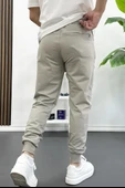 Erkek Regular Fit Dar Paça Lastik Paça Eşofman Altı Bej Edw406 thumbnail 3