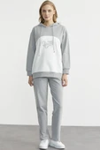 Oversize Kapüşonlu Eşofman Takım - Gri thumbnail 5