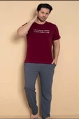 Pijamerry Erkek Bisiklet Yaka Kısa Kol Penye Pijama Takımı 6132 - 1 Adet  XL Bordo thumbnail 3