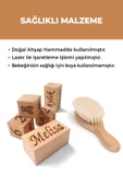 İsime Özel Ahşap Anne-Bebek Anı Küpü Ve Doğal Keçi Kılı Bebek Tarağı - 8