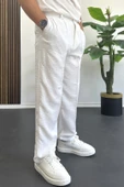Erkek Beli Düğmeli Rahat Kalıp Yazlık Pantolon Beyaz Edw393 thumbnail 2