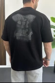 Erkek Kabartmalı Sırt Baskılı Oversize Tişört Siyah Edw390 thumbnail 1
