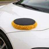 Sarı Renk (1 Adet) Orta Sert Koyun Kuzu Postu Pedi Ø 125 mm Pasta Cila Polisaj Cırt Tabanlı Yün thumbnail 7