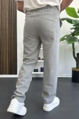 Erkek Normal Kesim Keten Pantolon Gri Edw386 thumbnail 4