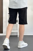Erkek Slim Fit Likralı Kot Şort Siyah Edw166 thumbnail 3