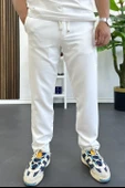 Erkek Slim Fit Beli İpli Düğmeli Pantolon Beyaz Edw403 thumbnail 1