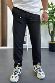 Erkek Slim Fit Beli İpli Düğmeli Pantolon Siyah Edw403 thumbnail 1