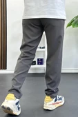 Erkek Slim Fit Beli İpli Düğmeli Pantolon Gri Edw403 thumbnail 3