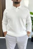 Erkek Açık Yaka Normal Kalıp Kazak Beyaz  Edw412 thumbnail 1