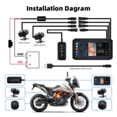 Motosiklet Ekran CarPlay Android Auto Ön ve Arka Kamera Kayıt Özellikli Lastik Sensörlü Multimedya - 6