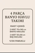 4 Parça Banyo Havlu Takımı %100 Pamuklu Dry Antrasit Yeşil thumbnail 3