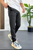Erkek Slim Fit Beli İpli Düğmeli Pantolon Siyah Edw403 thumbnail 2