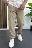 Erkek Beli Lastikli Jogger Pantolon Krem Edw394 thumbnail 1