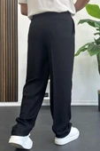 Erkek Beli Düğmeli Rahat Kalıp Yazlık Pantolon Siyah Edw393 thumbnail 3